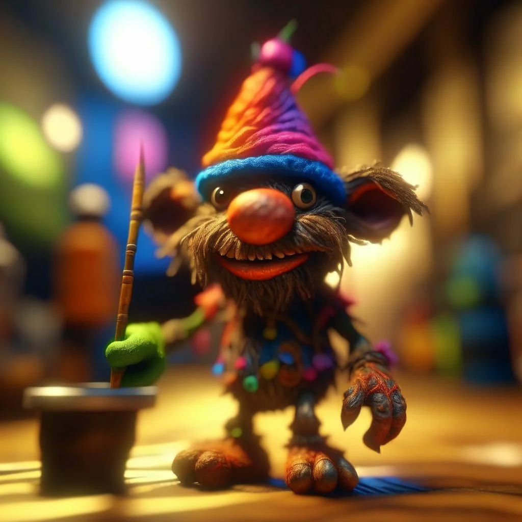 pen outline, hairy pimp groove funk kobold gremlin hippie in running inside big thread mill, ,bokeh like f/0.8, tilt-shift lens 8k, high detail, smooth render, down-light, unreal engine