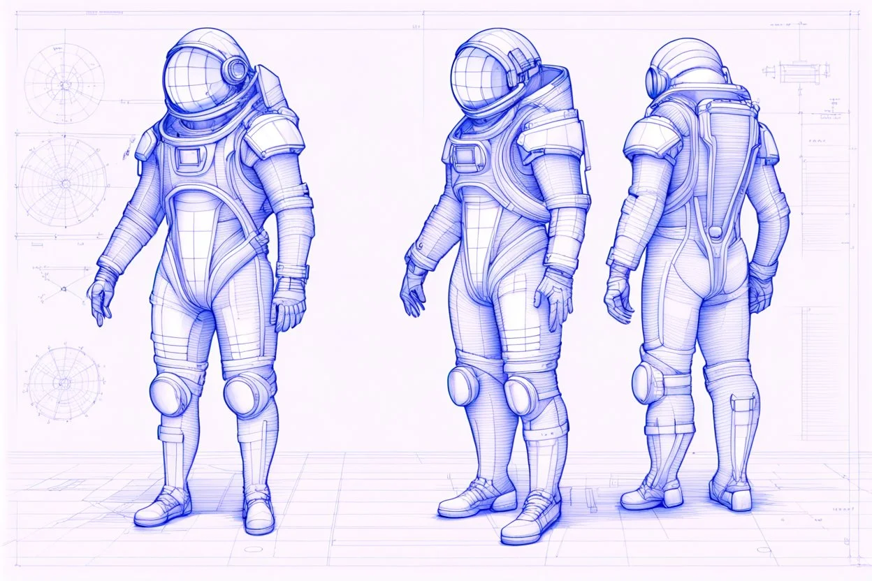 Prompt: futuristic spacesuit in the style of a Leonardo DaVinci blueprint sketch Highly detailed --ar 3:2 --s 1000