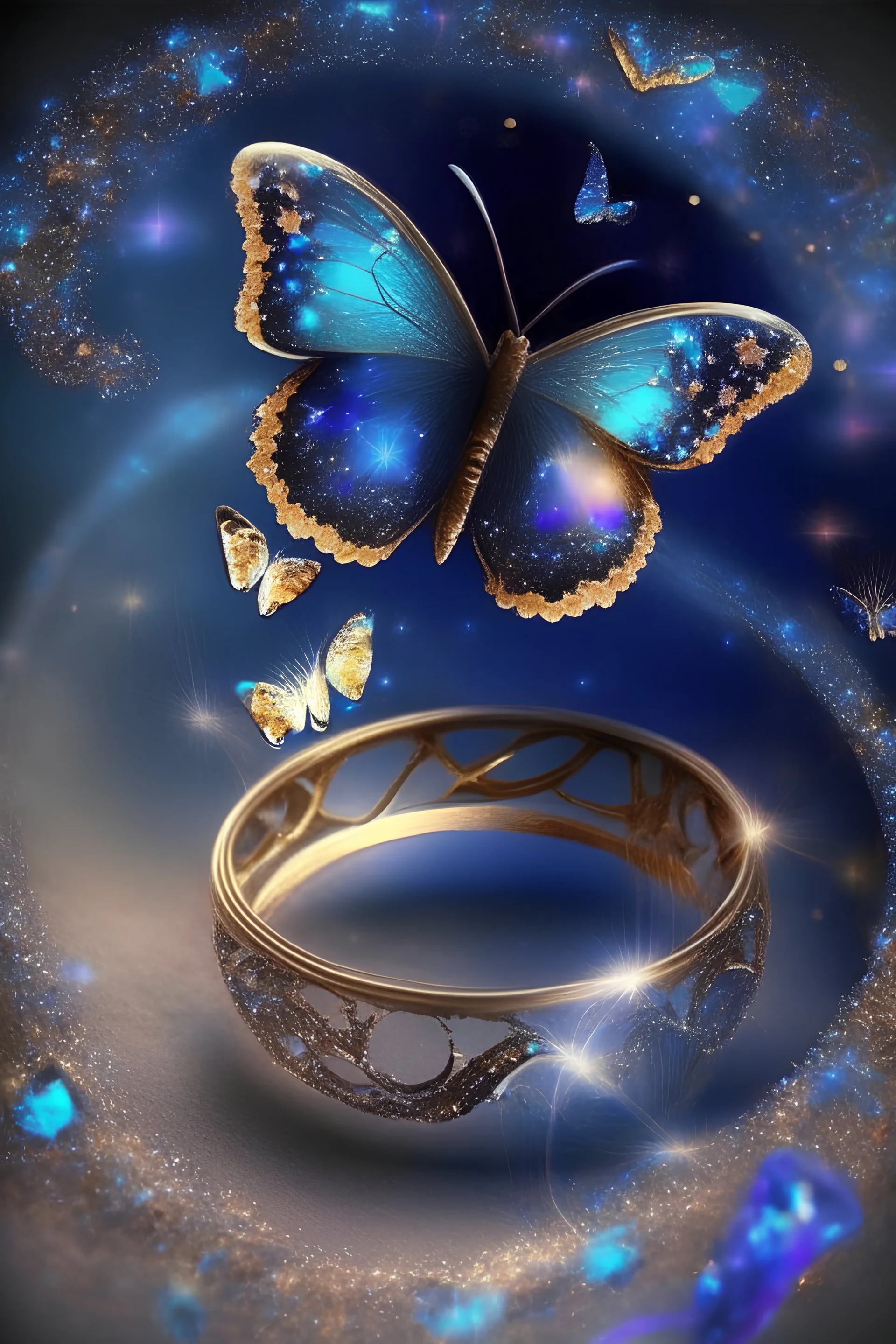 Magic butterflie pictures with stars and beauty rings