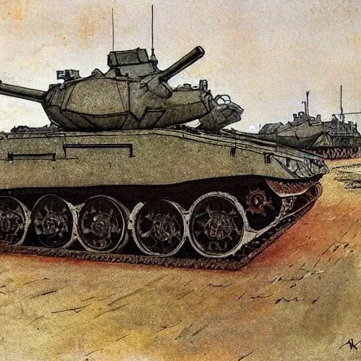 Russian tank, kherson, by Arthur Rackham, destroyed tank, rusty