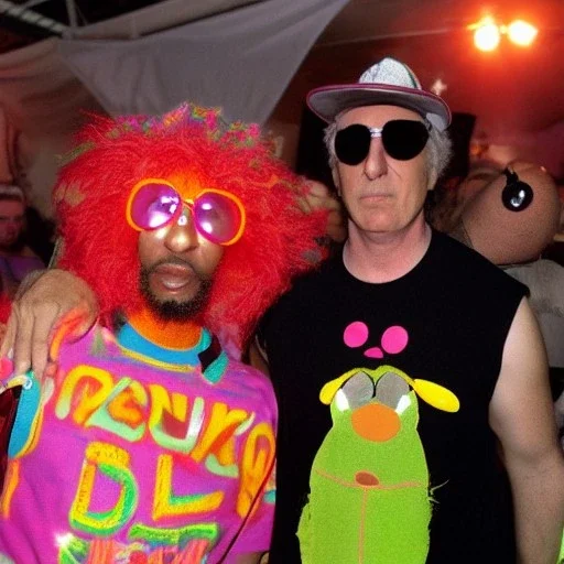 Funkadelic Larry David and an anthropomorphic hamburger take MDMA at a rave