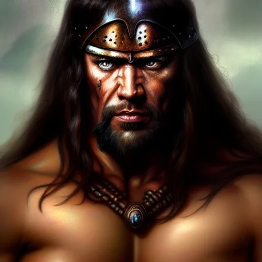 ultra detailed portrait of Conan the barbarian, extremely detailed digital painting, in the style of Ken Kelly and Luis Royo and A.J. Manzanedo and FRANK FRAZETTA and Earl Norem and fenghua zhong and ruan jia and jeremy lipking and peter mohrbacher, mystical colors, rim light, beautiful lighting, 8 k, stunning scene, raytracing