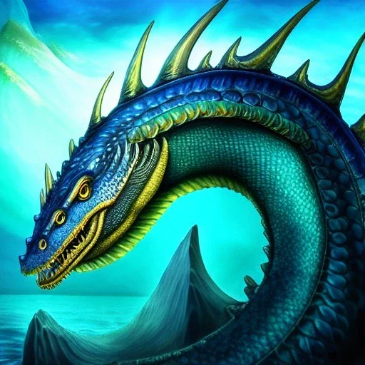 ultra detailed fullbody portrait of Leviathan the dragon of the sea underwater, extremely detailed digital painting, intrincate, extremely detailed face,crystal clear Big eyes, in the style of rafael sanzio, mystical colors , perfectly centered image, perfect composition, rim light, beautiful lighting, 8k, stunning scene, raytracing