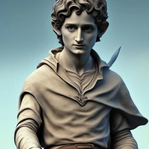 White Statue frodo, Rome style sculpture, full body, fresco background, hyper realistic, 8k,