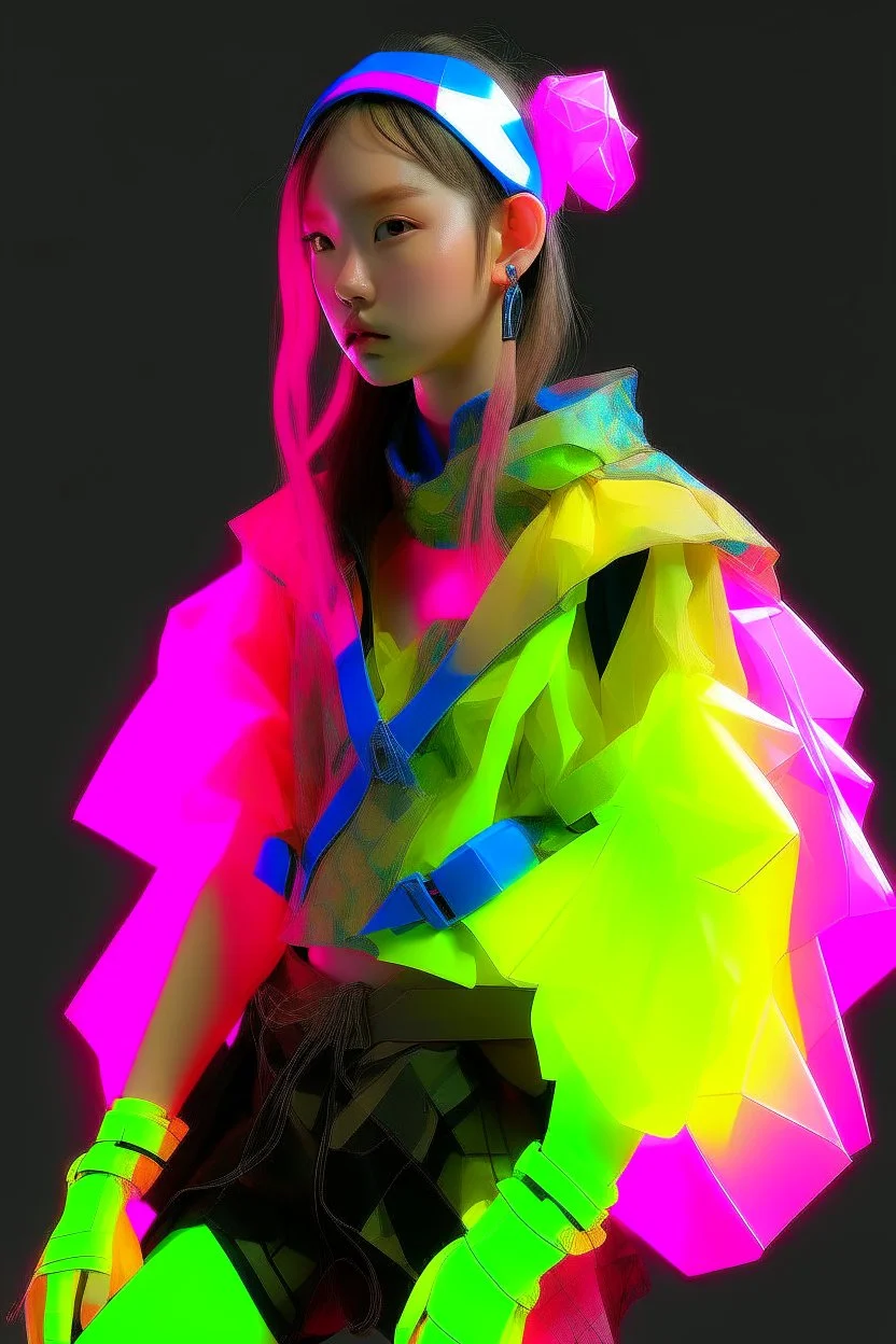 y2k, neon, fluo, cloth transparent, origami