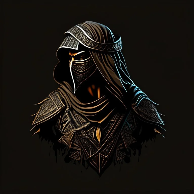 Arab warrior, vectorized, 3D, 8k, black background