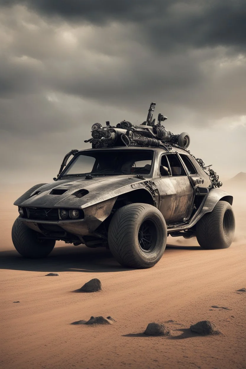 The combination of a super-advanced car and fighter mad max