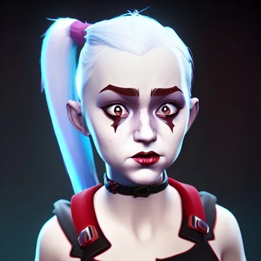 Cute baby character harley quinn, photo realistic, unreal engine, cinematic lighting 8k --v 4