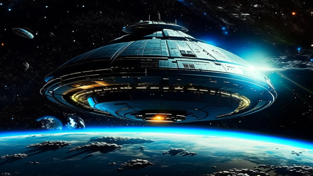 big space ship over the earth, ufo