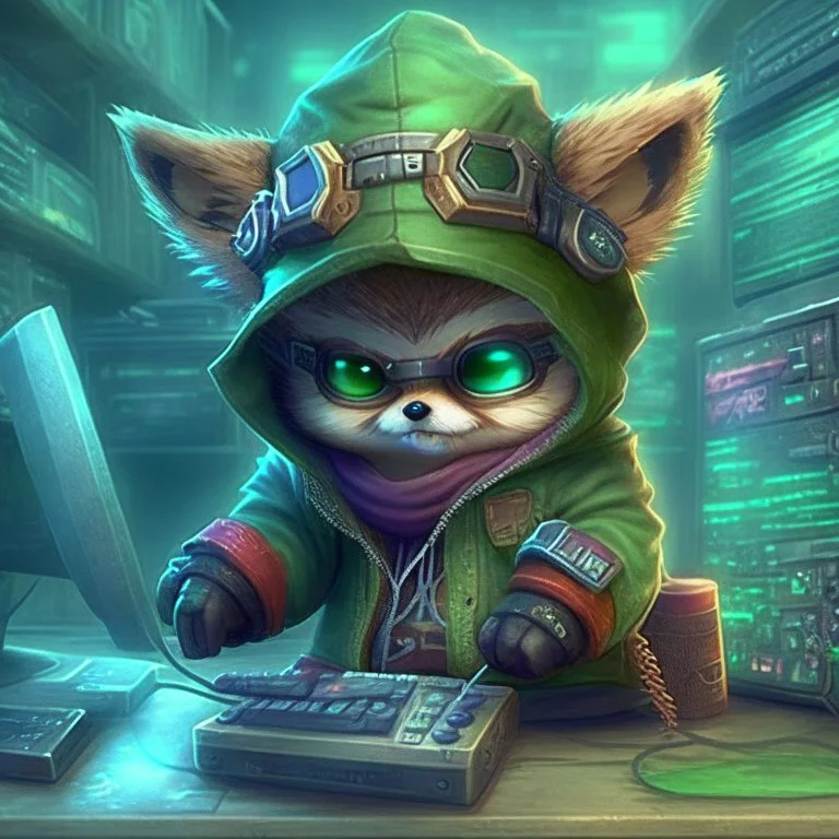Teemo from League of Legends, as a super hacker