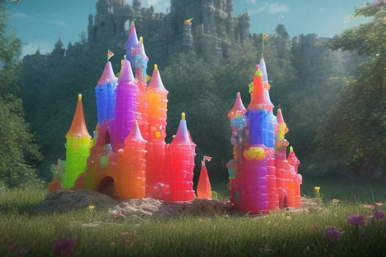 Colorful Gummyworm castle in summer