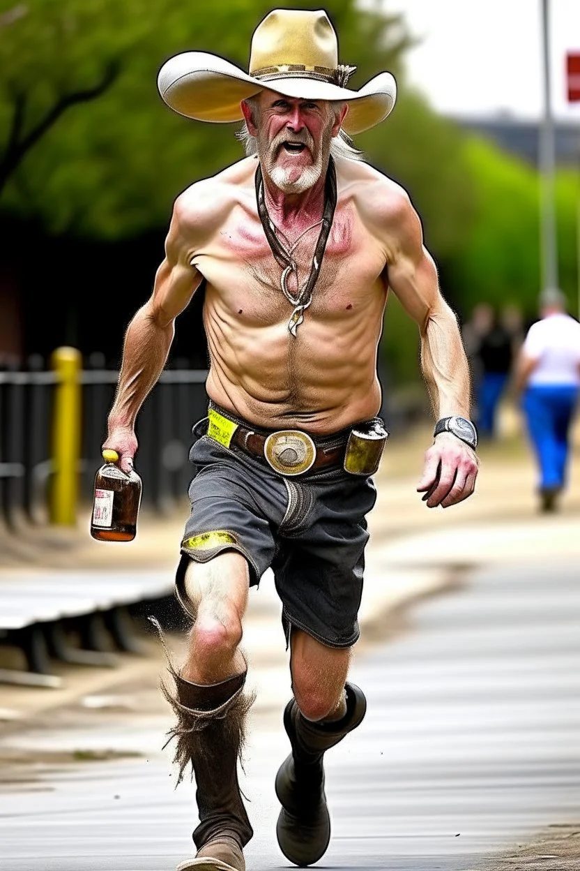 drunk runner without cloth old cowboy