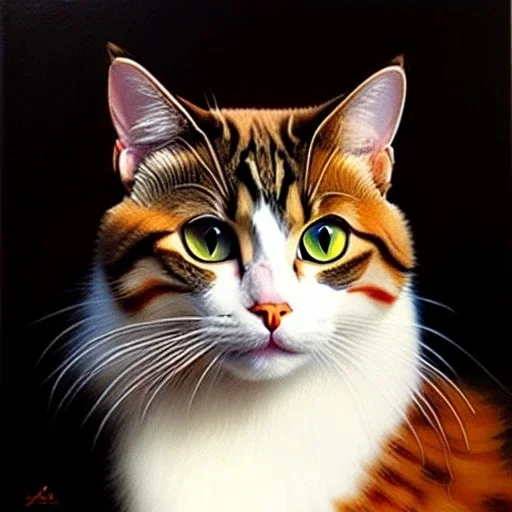 portrait of beautiful Cat painting by Brom , oil on canvas, cinematic composition, extreme detail,fit full head inside picture