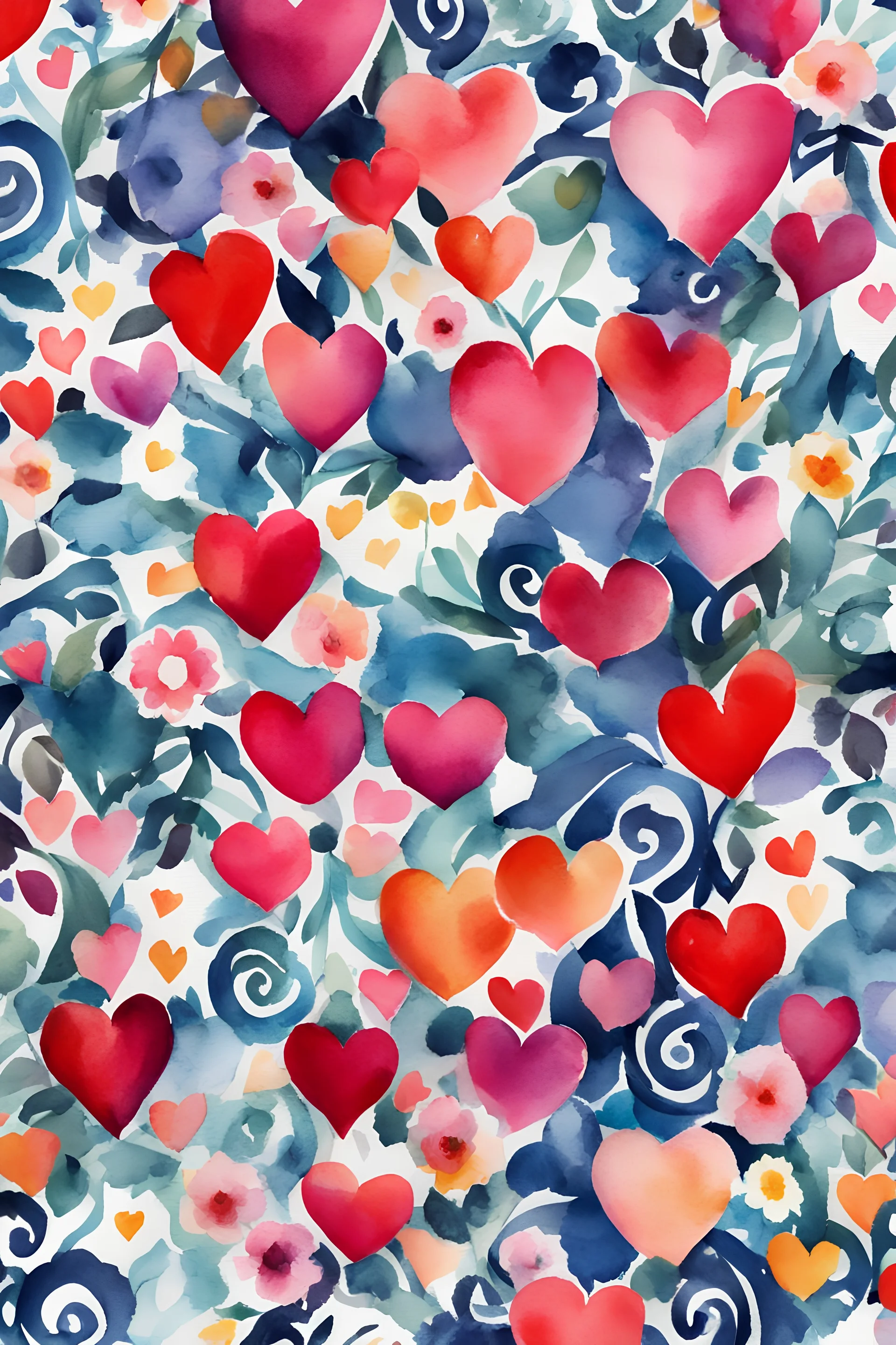 fabric boho Watercolor Of hearts, repeating patterns, Flowers, Repeating Patterns, boho