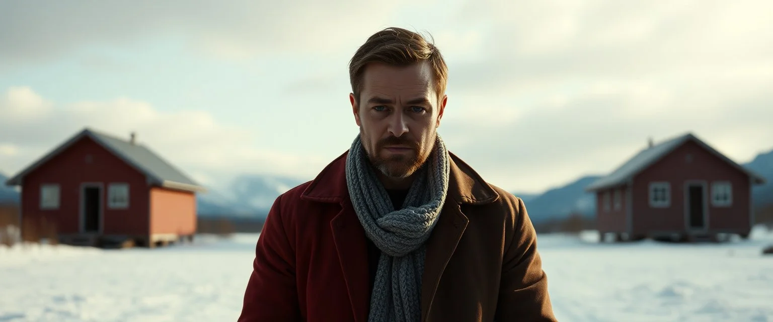 A cinematic, high-end advertisement image for a fictional service called “Virkelig Kjedelig™”. Split-screen composition with two contrasting emotional states.