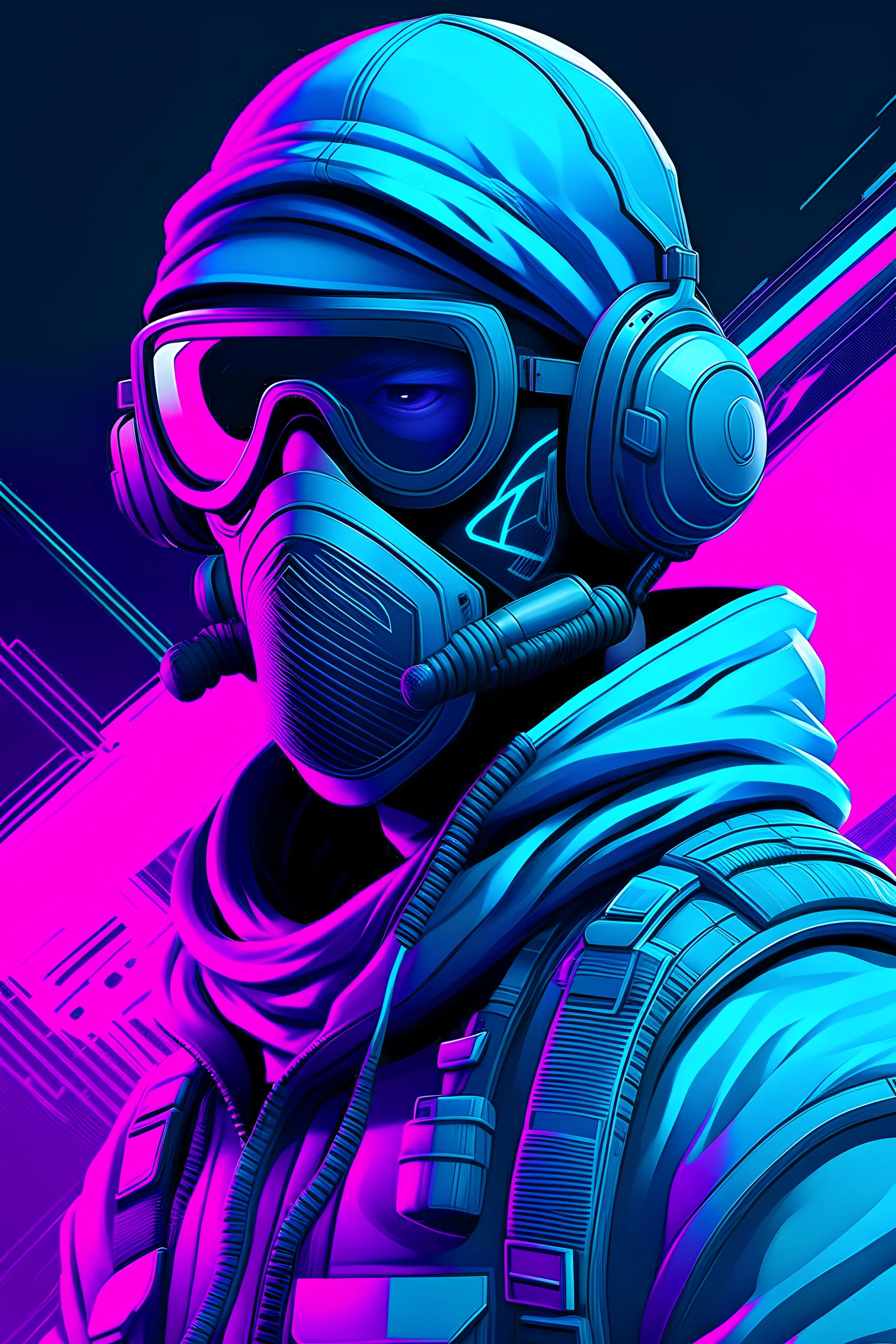 Gaming profile that resembles call of duty ghost and gta with only colors of purple and cyan