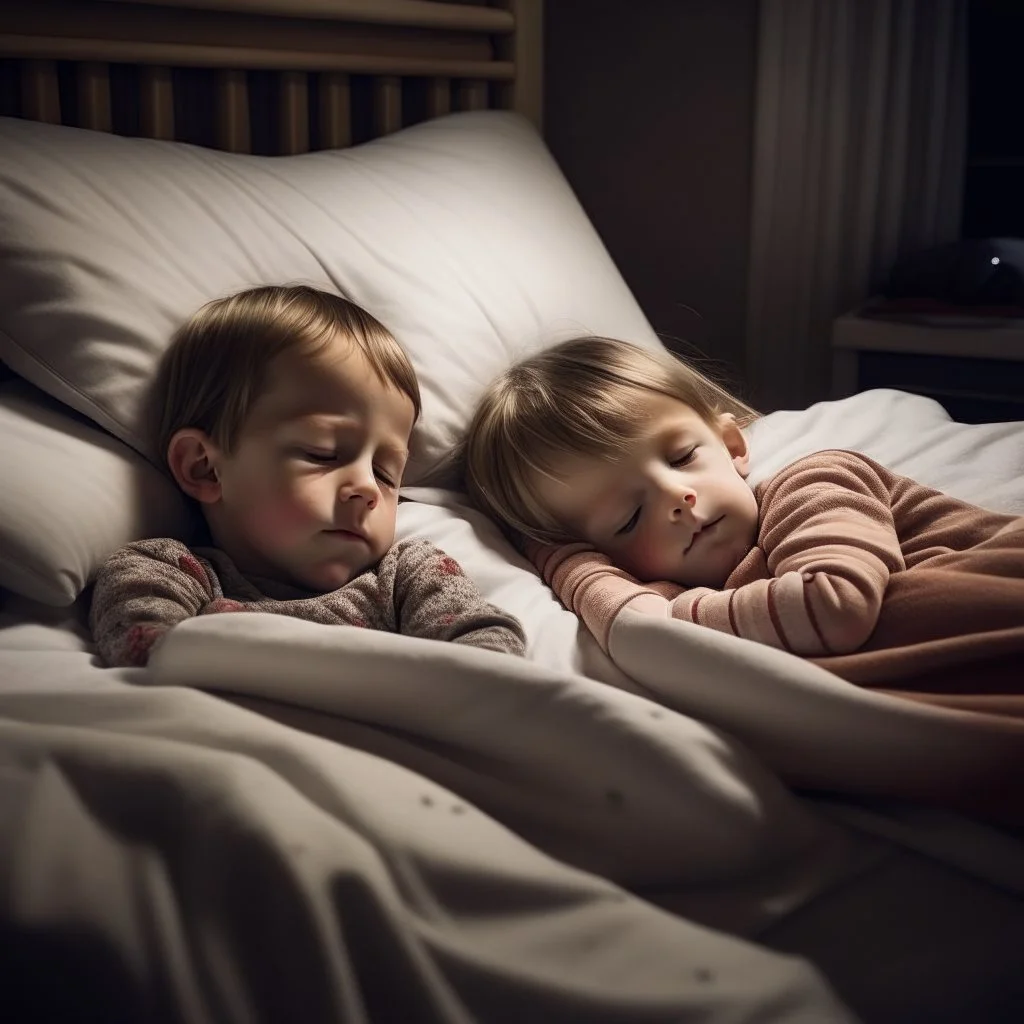 kids sleeping in their bed