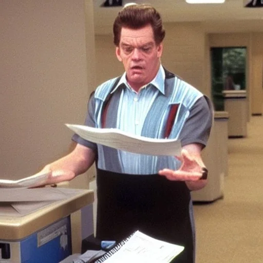 Shooter McGavin from Happy Gilmore diligently paying his taxes