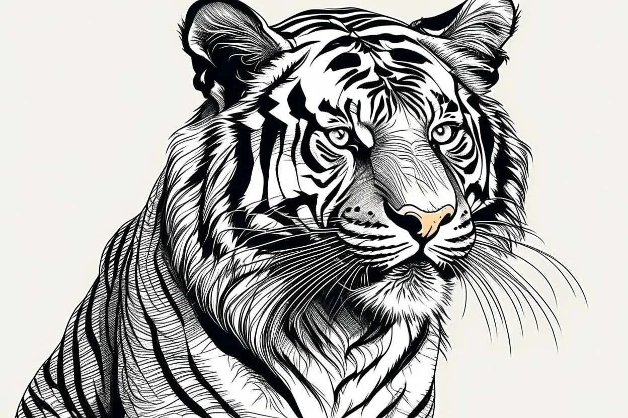 tiger graphic line drawing