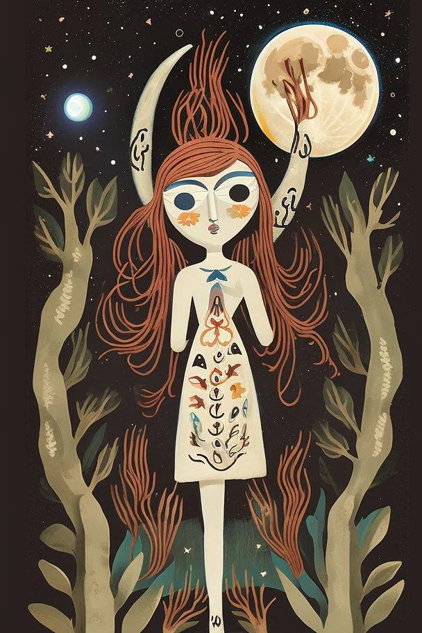 Moon folk art