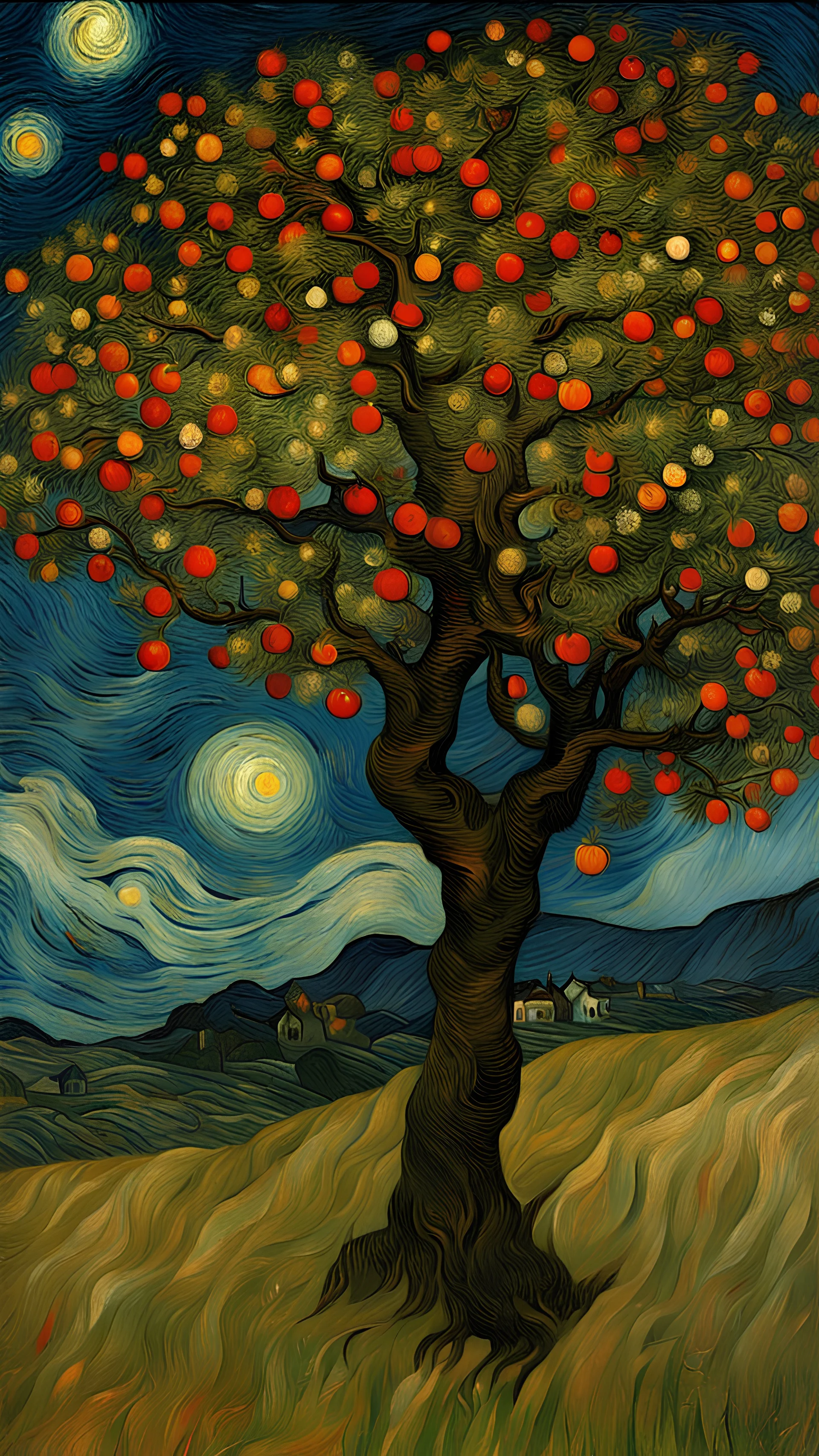 apple tree and stars on the sky by Van Gogh
