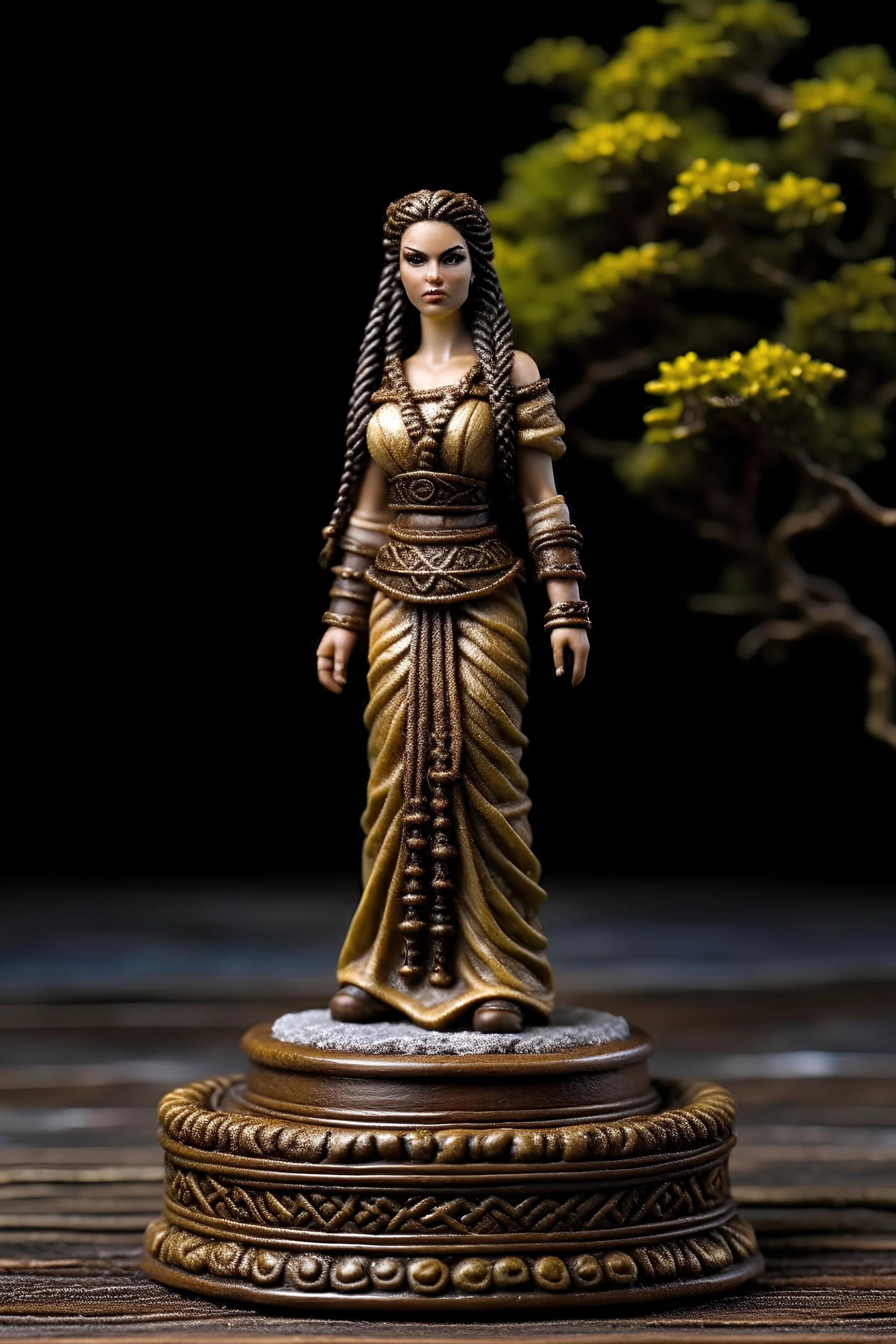 tabletop role-playing miniature of arwen undomiel wearing ancient minoan bronze-age macrame clothes. full body. concept art hyperrealism