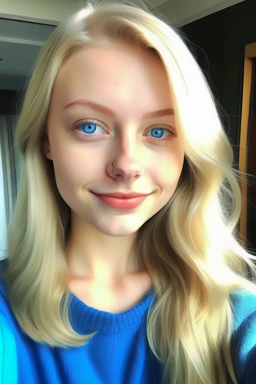 22 year old female, blonde, blue eyes, danish, round face