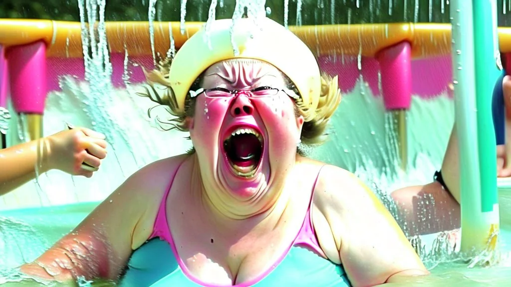 lady not having fun at water park