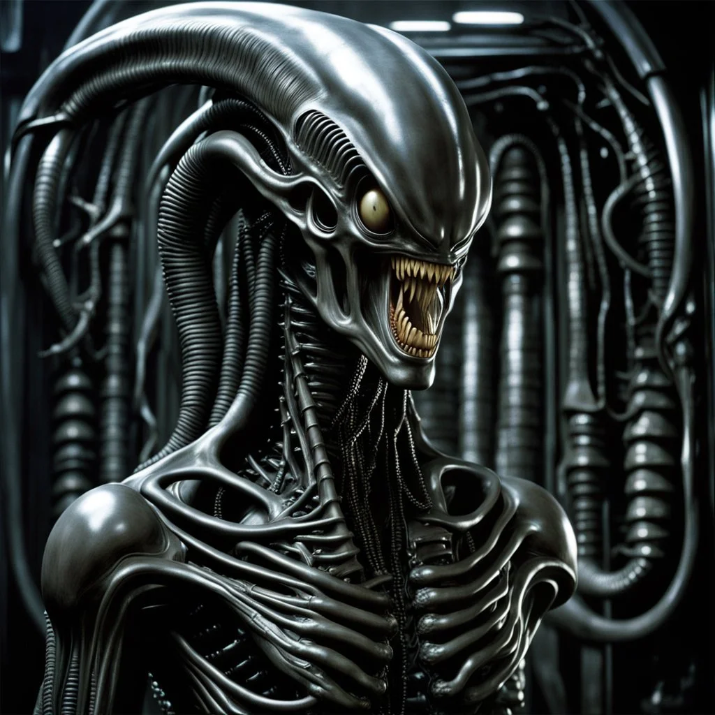 One of HR Giger's most famous creations is the xenomorph alien from the film Alien. Giger was hired by director Ridley Scott to design the alien creature for the 1979 sci-fi horror film, which went on to become a cult classic. Giger's design for the alien was inspired by his biomechanical style, featuring a sleek and horrifying creature with a biomechanical exoskeleton, elongated head with a phallic shape, and a mouth within a mouth. The alien created by Giger is known for its unique and menaci