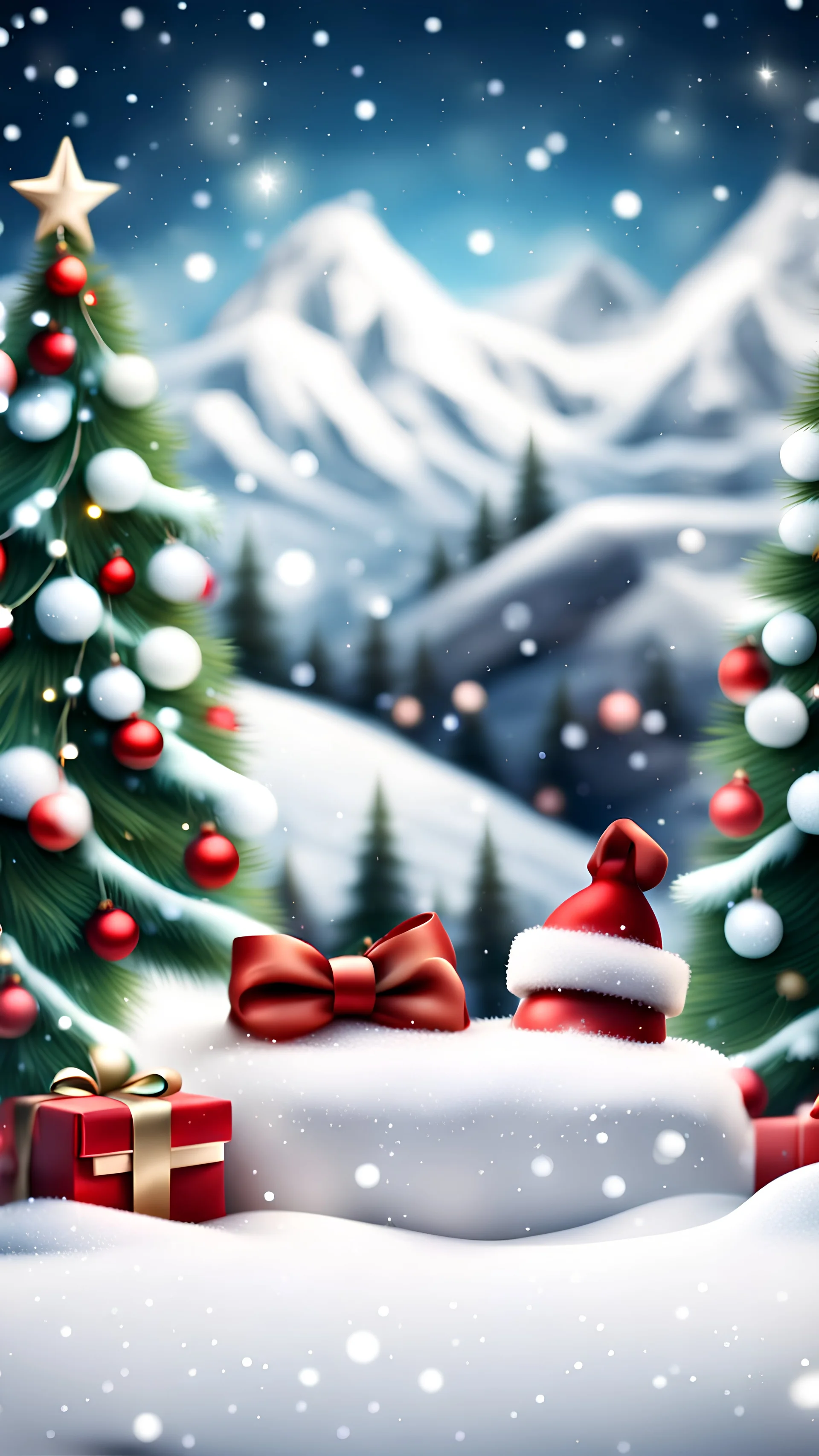 Christmas background for mobile, realistic, 4K,snow, small towen