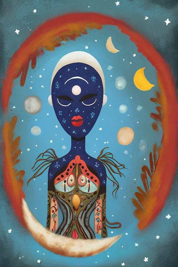 Moon folk art