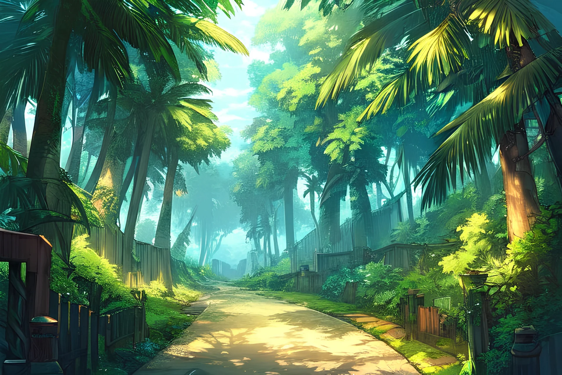 Simple dark Tropical forest with path