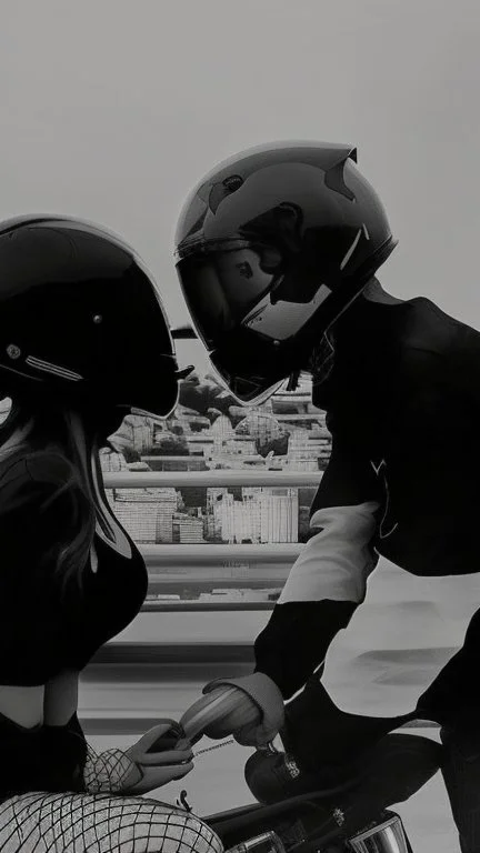 A couple in motorcycle