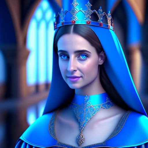 Medieval princess in blue dress, 4K, high quality