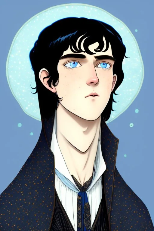 black hair freckles blue eyes young wizard beardsley