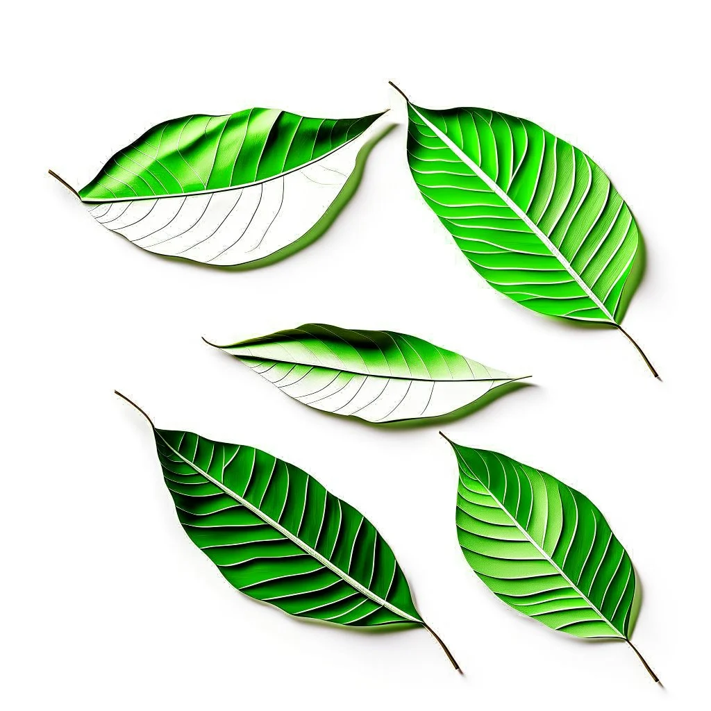 unconnected leaves with jagged edges on a white background