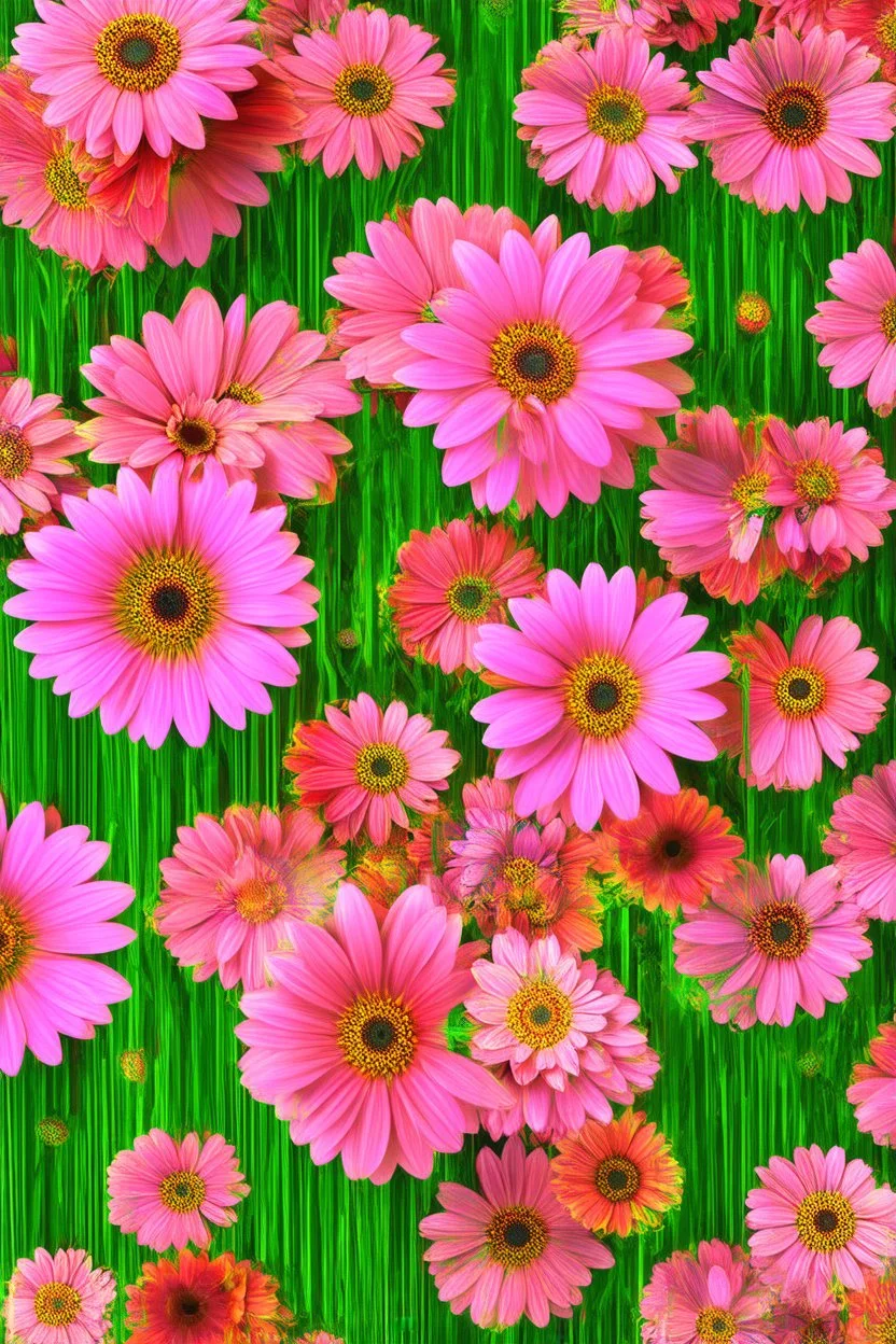 A surreal, schizophrenic geometrical interpretation of Pink Gerber Daisies; Constructivism