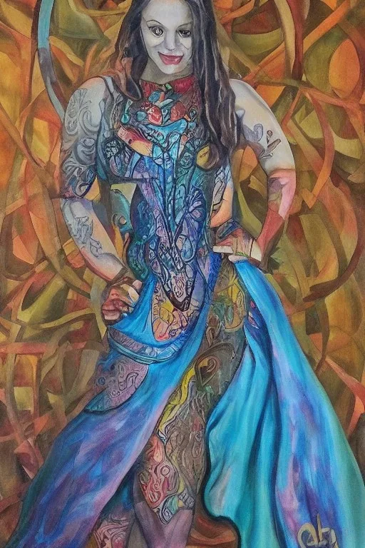 Full body portrait, painting, medium shot lady Celtic art