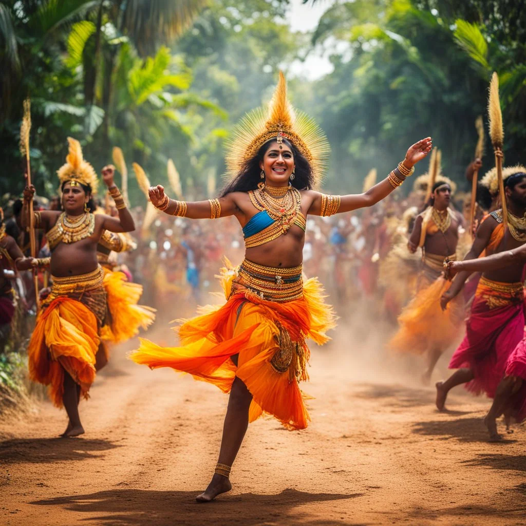 In the land of Sri Lanka, where traditions thrive, There's a dance of gods, keeping spirits alive Oh, kulu natume, dance of gods so true, Celebrate the harvest, in rhythms we move,