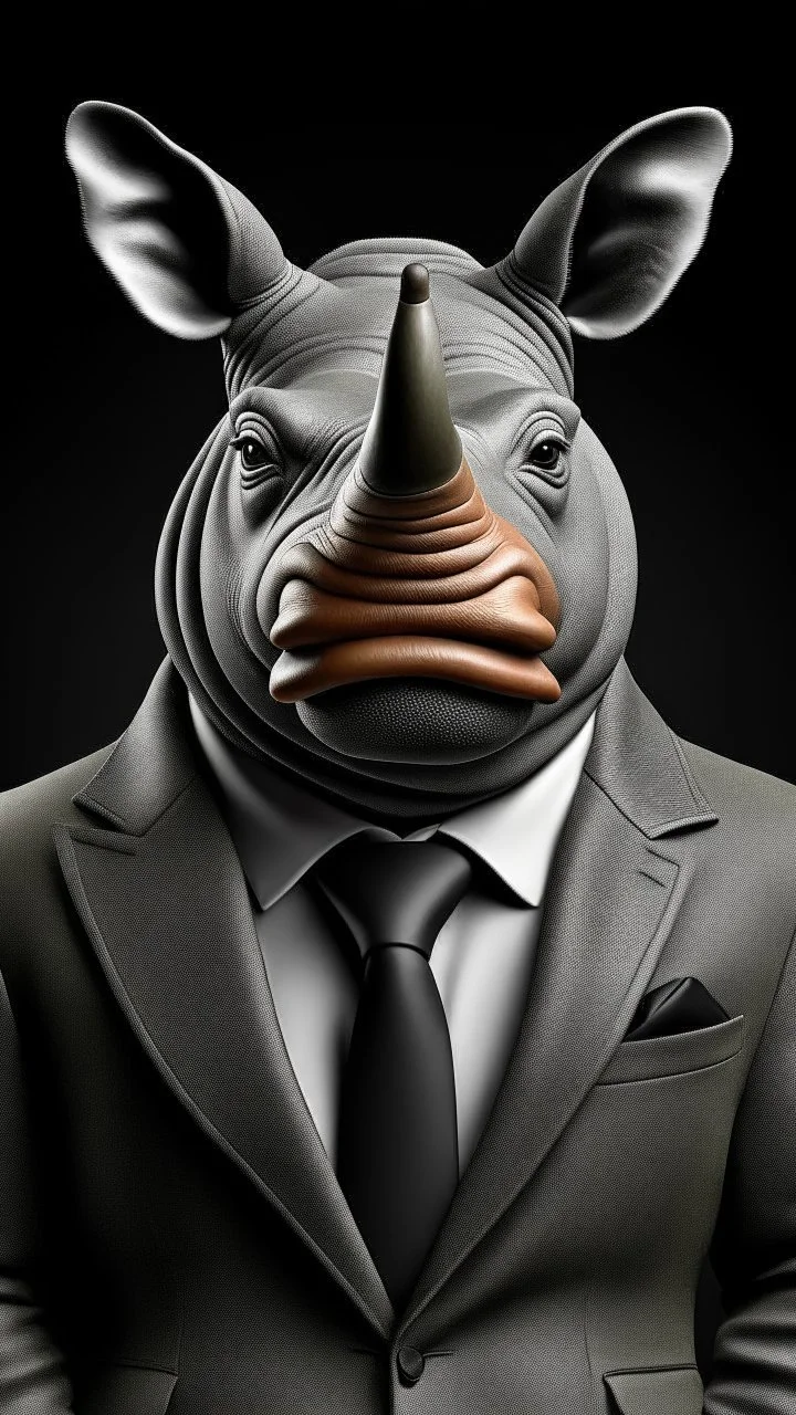 Classy rhino in suit