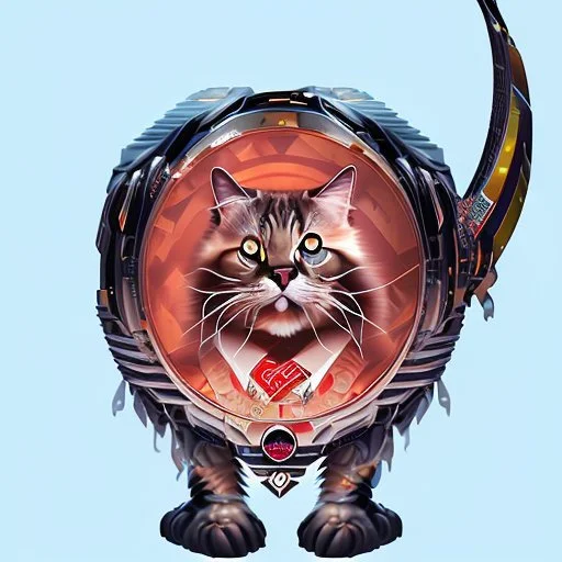 Gato furioso, extremadamente gordo, supergordo, cabeza muy pequeña, orejas pequeñas, bigotes largos, piel peluda, calidad ultra, hiperdetallado, hiperrealista, arte vectorial cabeza muy pequeña, 8k