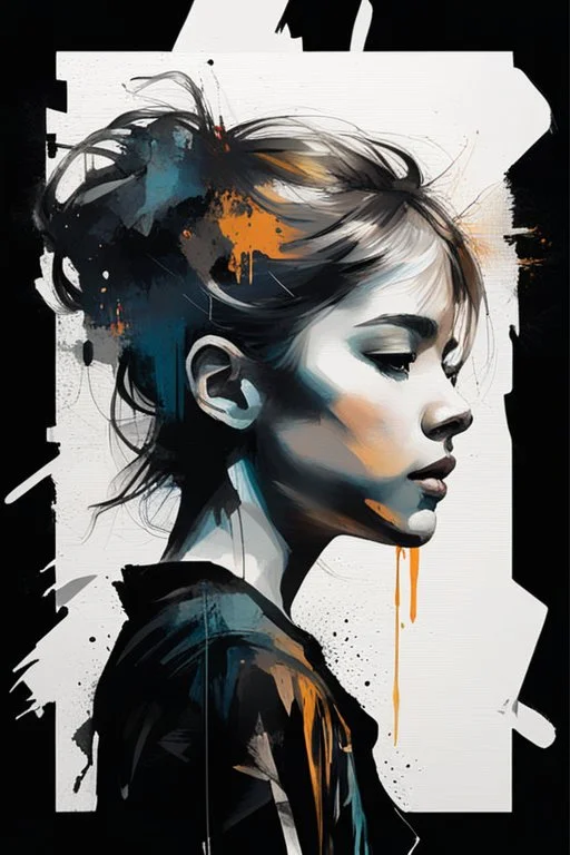 An ultra realistic poster for a young girl word sign as “street art ”, by Daniel Castan Carne Griffiths Andreas Lie Russ Mills Leonid Afremov, black background