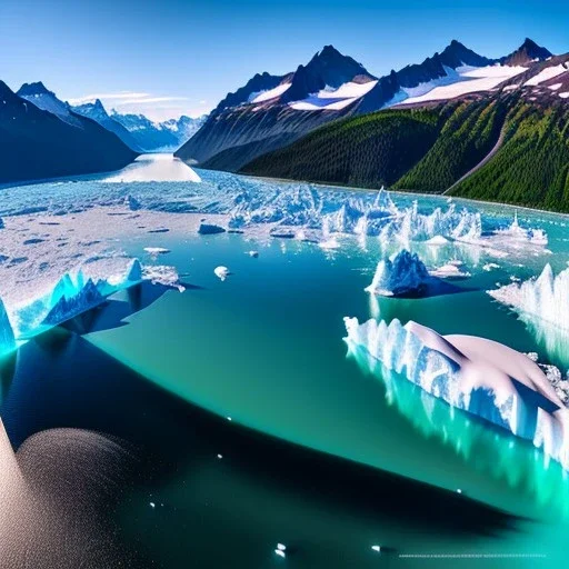 Glacier Bay National Park, Alaska,aerial view,extremely detailed digital painting, high resolution,8k, realistic, beautiful, volumetric lighting, mystical colors ,perfectly centered image, perfect composition, rim light, beautiful lighting,masterpiece, stunning scene, raytracing, anatomically correct, in the style Van Gogh and robert e howard and Ken Kelley and Ohrai Noriyoshi and Simon Bisley and tomzj1.