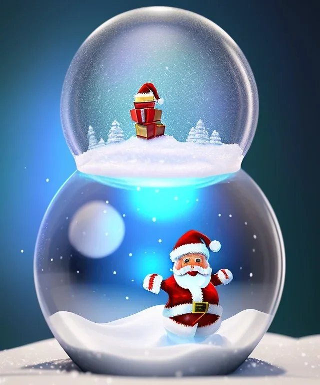 Snow globe, Santa toddler, full body, hyper realistic