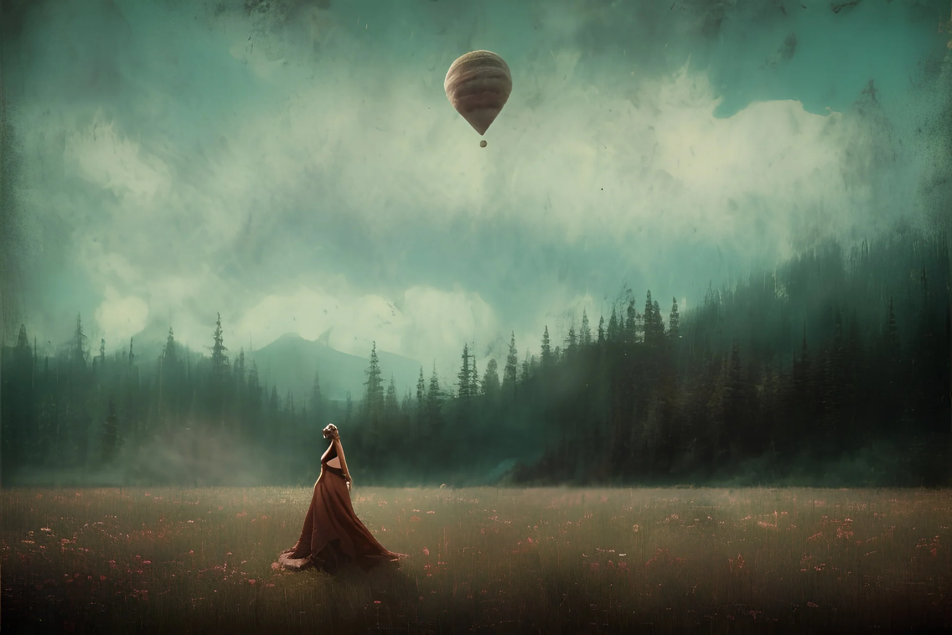 Single image: A Very Beautiful pretty dreamy Lady in eerie beautiful landscape art by Anka Zhuravleva, Sandy Welch, Jane Small, Aliza Razell, Eduard Veith, Joel Robison, Mikhail Vrubel, Ferdinand Hodler, Christoffer Relander, William Timlin, Charles Rennie Mackintosh, John Lowrie Morrison, Sidney Nolan. 3/4 Headshot, Volumetric lighting, 3d, mixed media, Best quality, crisp quality