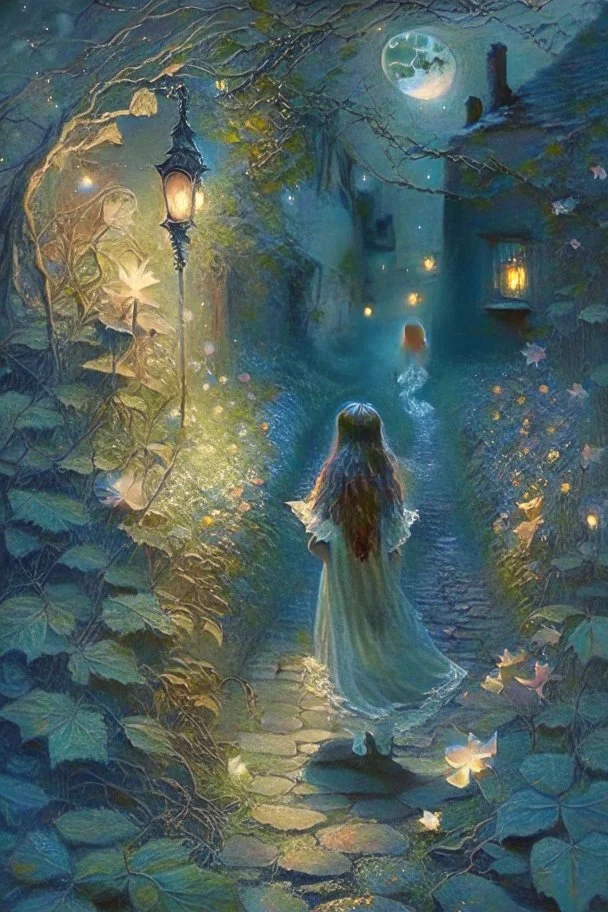 As she walked along the cobblestone path, Lily discovered that the night held a secret enchantment. Moonbeams danced through the leaves, casting ethereal shadows on the ground. The nocturnal creatures serenaded her with their melodic songs, and the scent of wildflowers filled the air