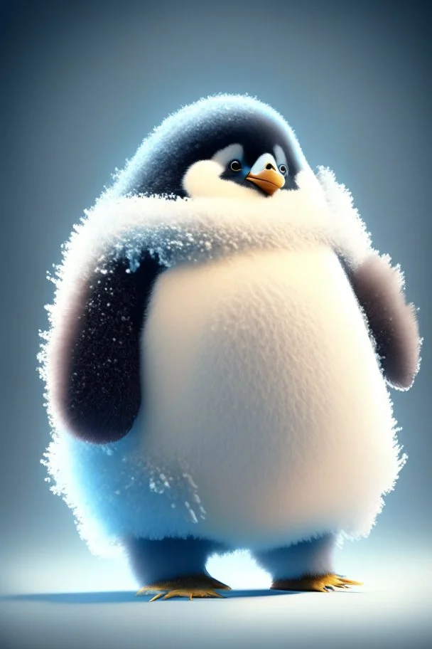 cheery penguin avatar full body in fluffy material