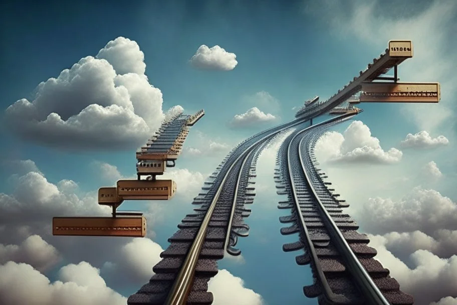 trains on ladder track in the skies