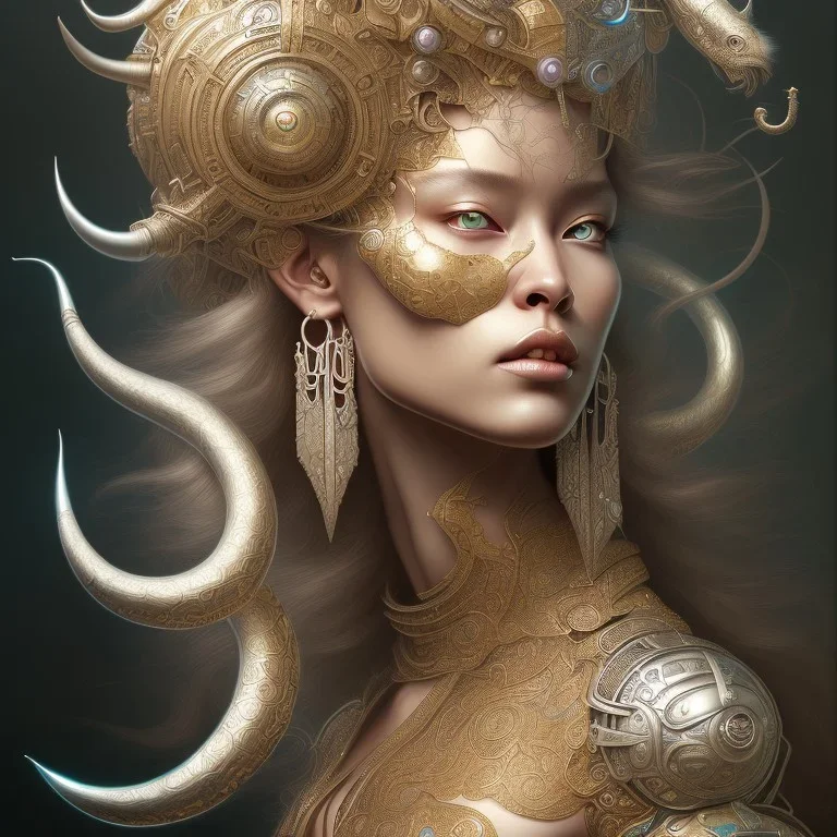 ssango fantasy, fantasy magic, intricate, sharp focus, illustration, highly detailed, digital painting, concept art, matte, artgerm and paul lewin and kehinde wiley, masterpiece silver elephant head bronze Asian African girl nice breast Afo hair turquoise golden waves