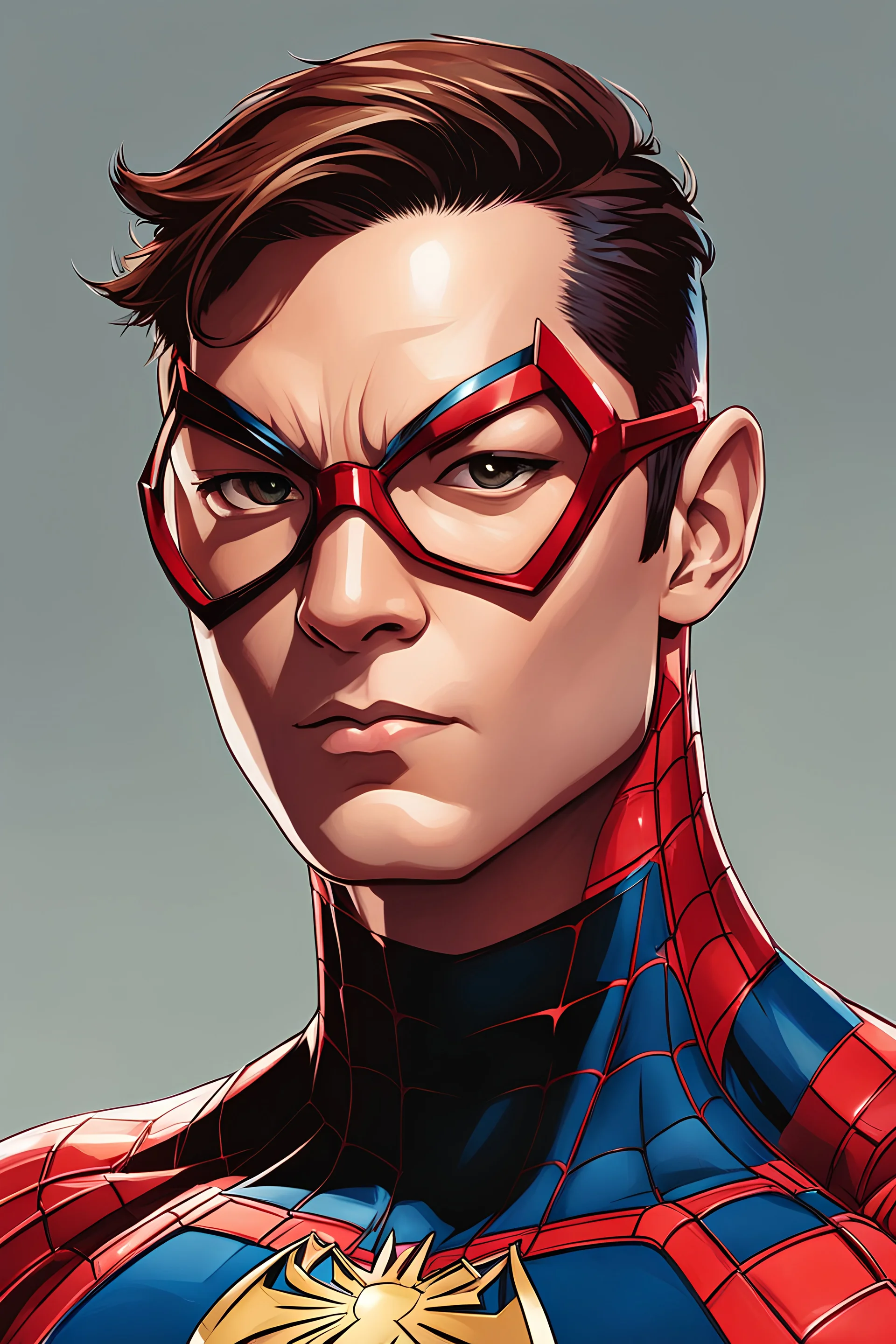 Highly detailed portrait of Spider-Man, by Loish, by Bryan Lee O'Malley, by Cliff Chiang, by Takashi Okazaki, inspired by Capcom